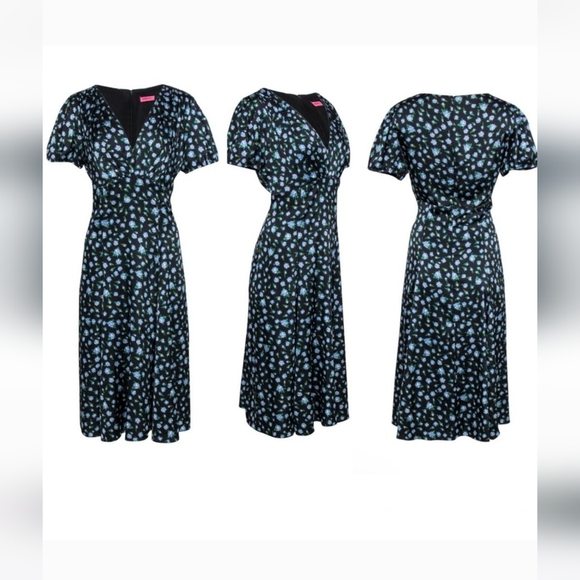 Betsy Johnston Vintage Style Floral Dress - Picture 4 of 10